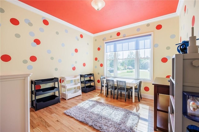 996 Summer Creek Ln, Webster, NY 14580 - game room with crown molding and light wood-style floors