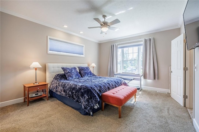 996 Summer Creek Ln, Webster, NY 14580 - bedroom with ornamental molding, carpet flooring, ceiling fan, and recessed lighting