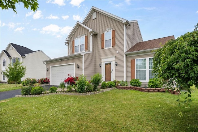 18 Butterfly Ln, Henrietta, NY 14586 - traditional home featuring asphalt driveway, a front yard, and a garage