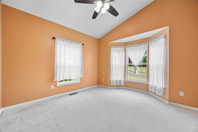 18 Butterfly Ln, Henrietta, NY 14586 - carpeted empty room featuring vaulted ceiling and a ceiling fan