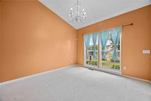 18 Butterfly Ln, Henrietta, NY 14586 - carpeted empty room featuring a chandelier and high vaulted ceiling