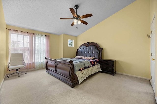 18 Butterfly Ln, Henrietta, NY 14586 - carpeted bedroom with lofted ceiling, ceiling fan, and a textured ceiling
