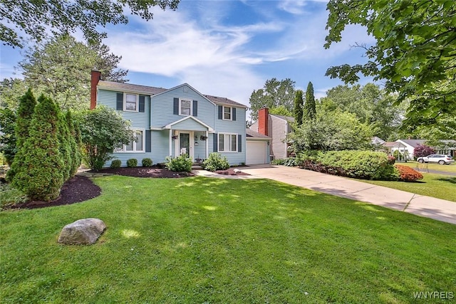 170 Sargent Dr, Amherst, NY 14226 - view of front of house with a chimney, concrete driveway, and a front yard