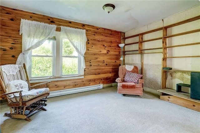 212 Hill Rd, Danby, NY 14001 - living area featuring a baseboard heating unit and carpet floors