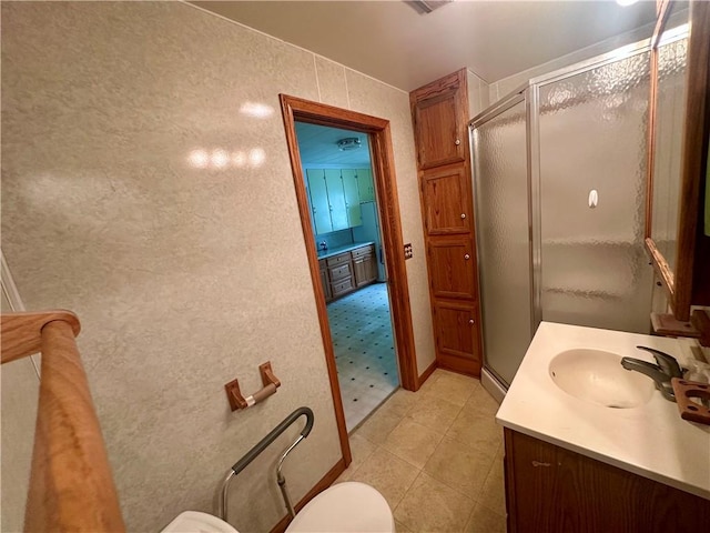 22 N Main St, Elba, NY 14058 - full bathroom with a shower stall, vanity, and tile patterned floors
