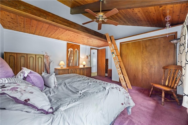 4570 Vine Rd, Jerusalem, NY 14527 - carpeted bedroom with wood ceiling and a closet