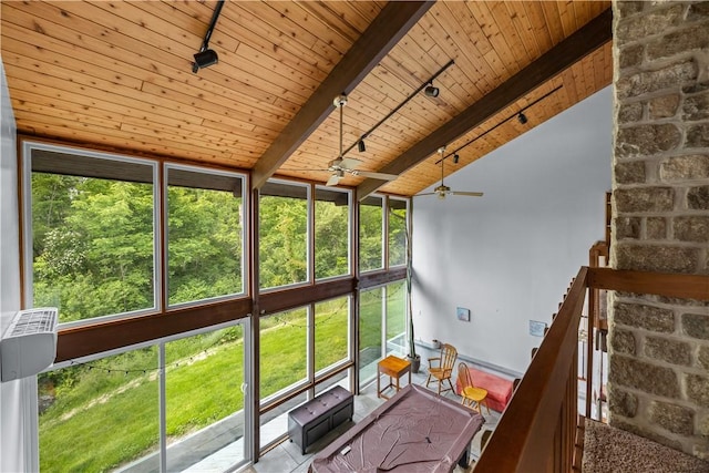 4570 Vine Rd, Jerusalem, NY 14527 - sunroom / solarium featuring rail lighting and a ceiling fan