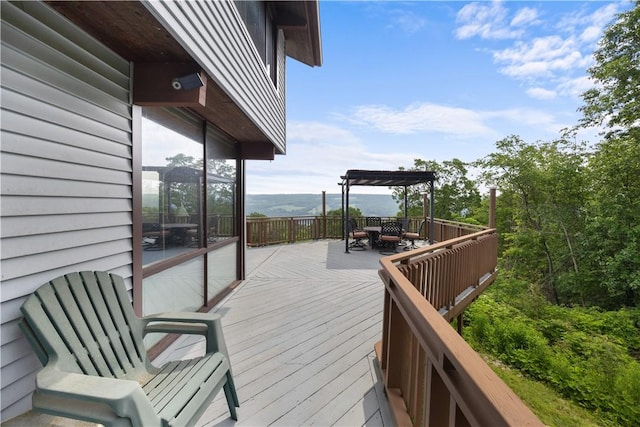4570 Vine Rd, Jerusalem, NY 14527 - wooden terrace with outdoor dining space