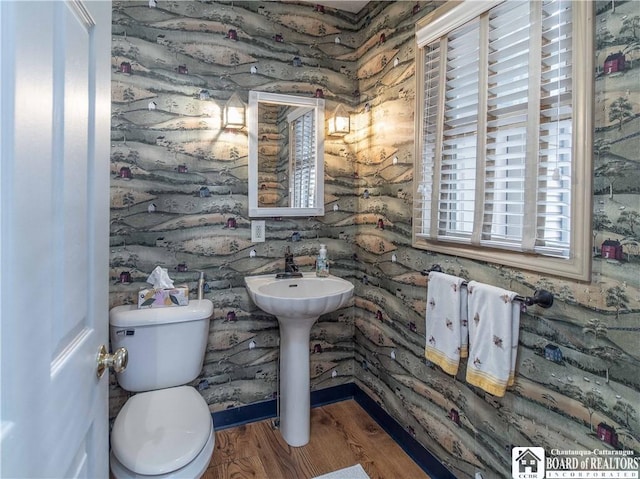 5616 Stow Rd, North Harmony, NY 14710 - half bathroom featuring wood finished floors and toilet