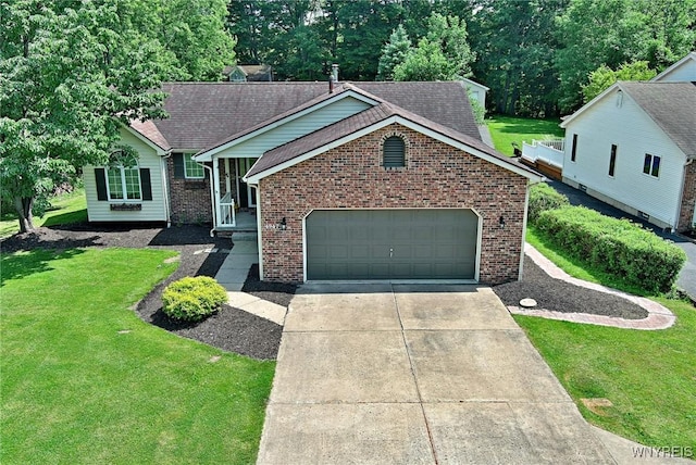 4947 Seneca St, West Seneca, NY 14224 - single story home featuring brick siding, a front lawn, concrete driveway, and a garage