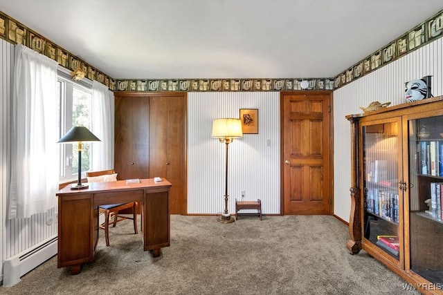 1581 N Forest Rd, Amherst, NY 14221 - office space with a baseboard heating unit, carpet floors, and wallpapered walls