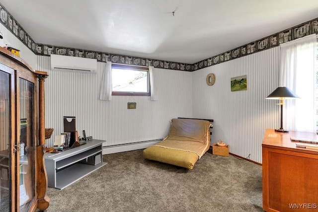 1581 N Forest Rd, Amherst, NY 14221 - living area with a wall unit AC, carpet floors, and baseboard heating