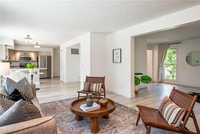 151 Crab Apple Ln, Greece, NY 14626 - living room with light wood-style floors and a textured ceiling
