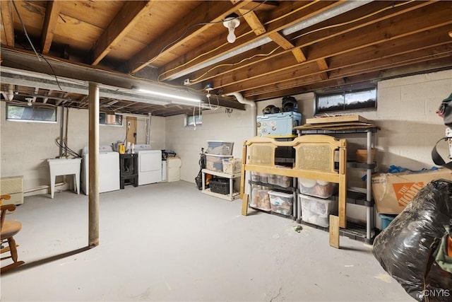 102 Bramley Dr, Camillus, NY 13031 - basement with washer and dryer and a sink