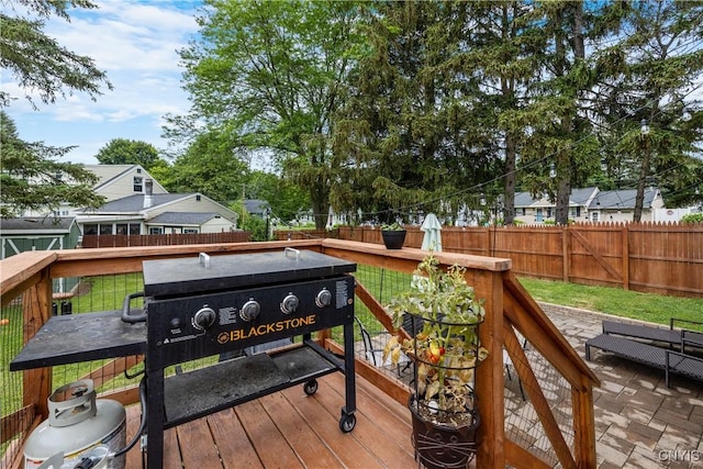 102 Bramley Dr, Camillus, NY 13031 - wooden deck with a fenced backyard and a grill