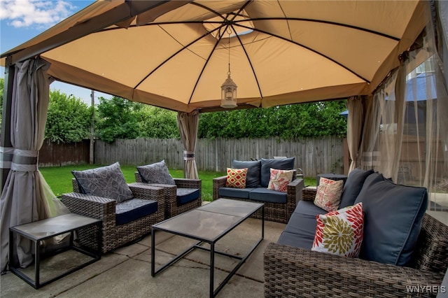 204 Belvoir Rd, Amherst, NY 14221 - fenced backyard with a gazebo, an outdoor living space, and a patio area