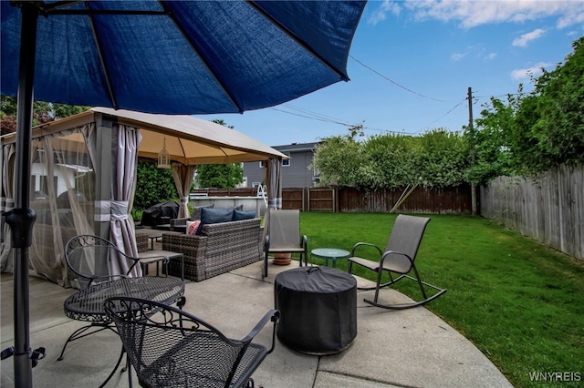 204 Belvoir Rd, Amherst, NY 14221 - fenced backyard featuring a gazebo, outdoor lounge area, and a patio area