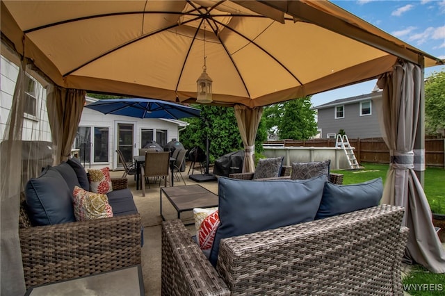 204 Belvoir Rd, Amherst, NY 14221 - view of patio / terrace with a gazebo, an outdoor hangout area, and outdoor dining area