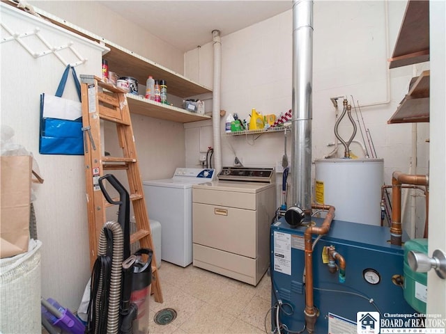 5 Oneida St, Chautauqua, NY 14728 - washroom featuring water heater, independent washer and dryer, and a heating unit