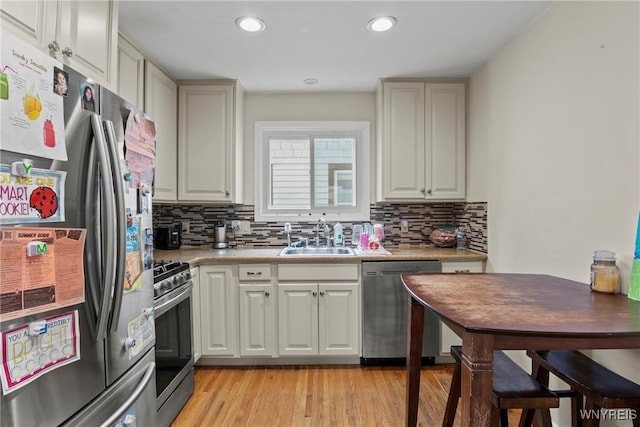 532 Linden Ave, Buffalo, NY 14216 - kitchen with appliances with stainless steel finishes, decorative backsplash, light countertops, light wood finished floors, and recessed lighting