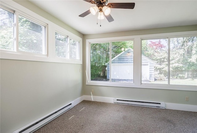 240 Sagamore Dr, Irondequoit, NY 14617 - carpeted empty room with a baseboard radiator and a ceiling fan