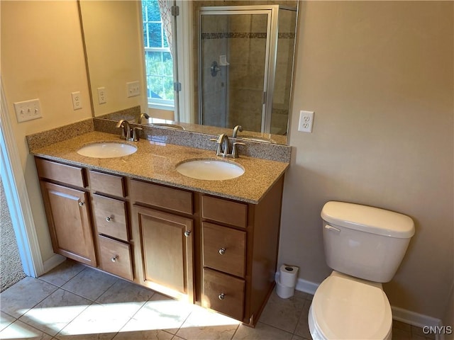 107 Shaker Hts, Camillus, NY 13031 - bathroom featuring tile patterned flooring, double vanity, and a shower stall