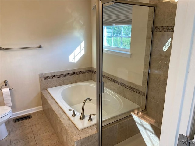 107 Shaker Hts, Camillus, NY 13031 - full bathroom featuring a garden tub, tile patterned flooring, and a tile shower