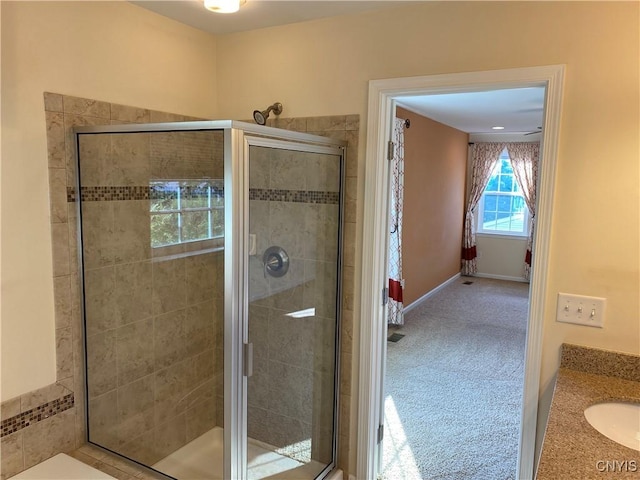107 Shaker Hts, Camillus, NY 13031 - full bathroom featuring a shower stall and vanity