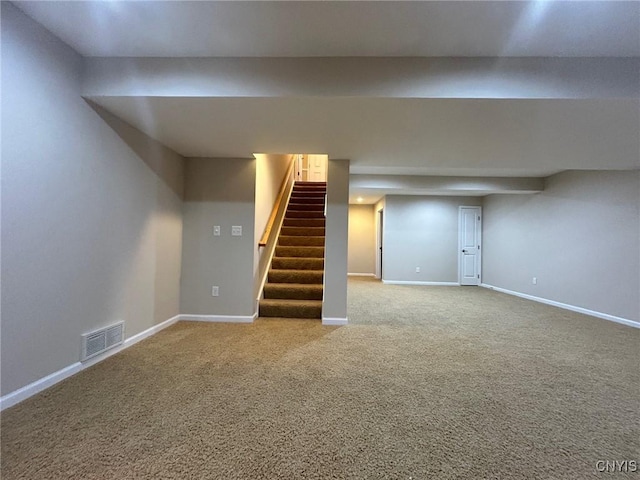 107 Shaker Hts, Camillus, NY 13031 - finished below grade area with stairs and carpet flooring