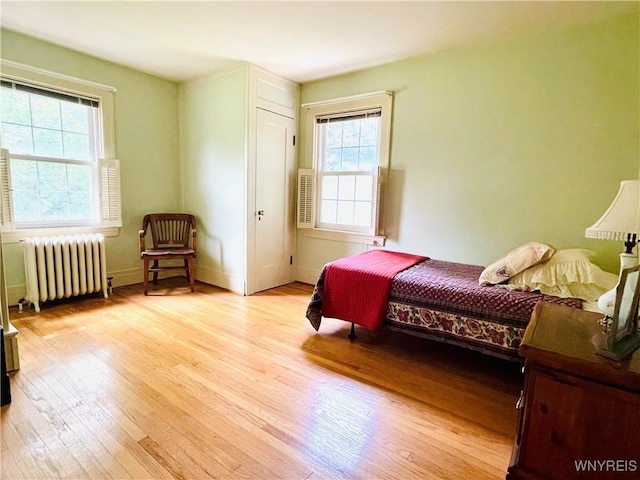 2721 Bowen Rd, Elma, NY 14059 - bedroom featuring radiator heating unit, multiple windows, and light wood-type flooring