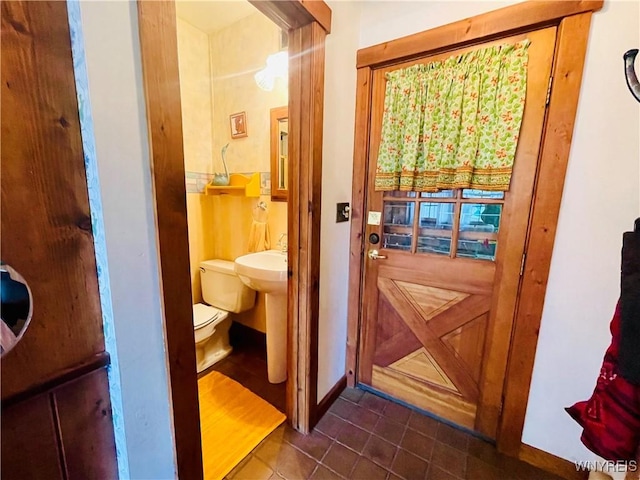 2721 Bowen Rd, Elma, NY 14059 - doorway to outside featuring dark tile patterned floors