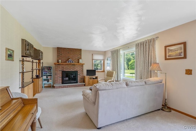 206 Oswego River Rd, Schroeppel, NY 13135 - living area with light colored carpet and a brick fireplace