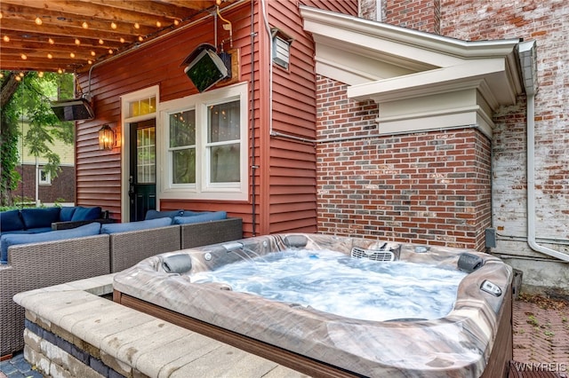 626 Main St, Porter, NY 14174 - view of patio featuring outdoor lounge area and an outdoor hot tub