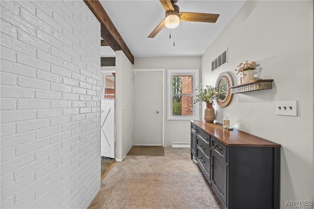 1157 Mcivor Rd, Phelps, NY 14456 - hallway featuring beamed ceiling and baseboards