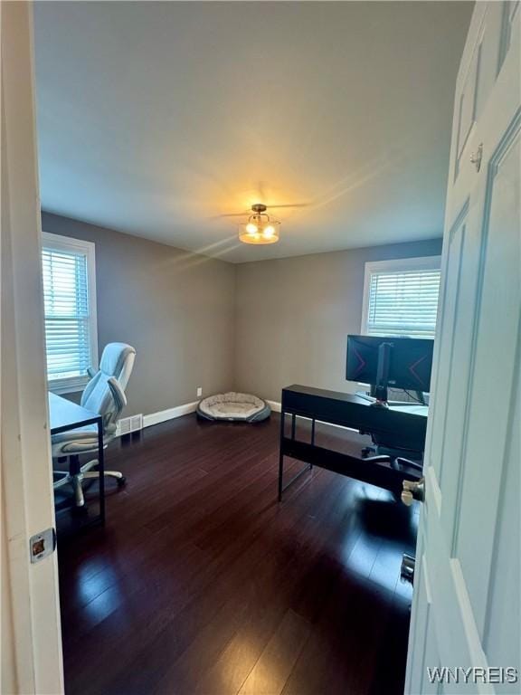 149 Wrexham Ct S, Tonawanda, NY 14150 - office with dark wood-style flooring and ceiling fan