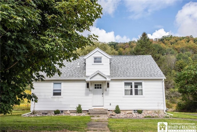 6064 Nys Rte 242 E, Ellicottville, NY 14731 - cape cod house featuring roof with shingles and a front lawn