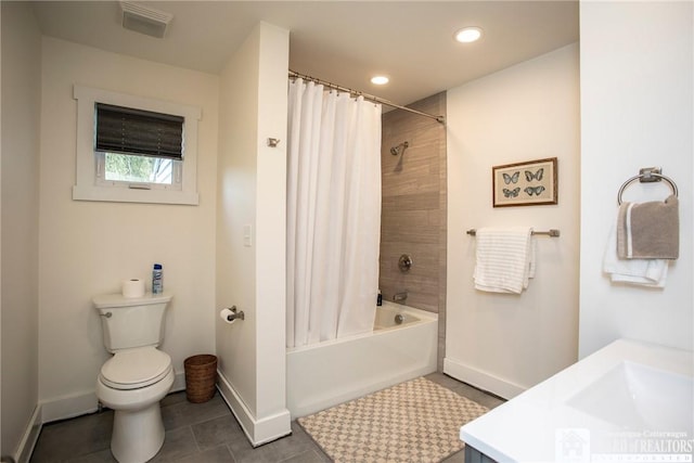6064 Nys Rte 242 E, Ellicottville, NY 14731 - full bath with vanity, shower / tub combo, tile patterned floors, and recessed lighting