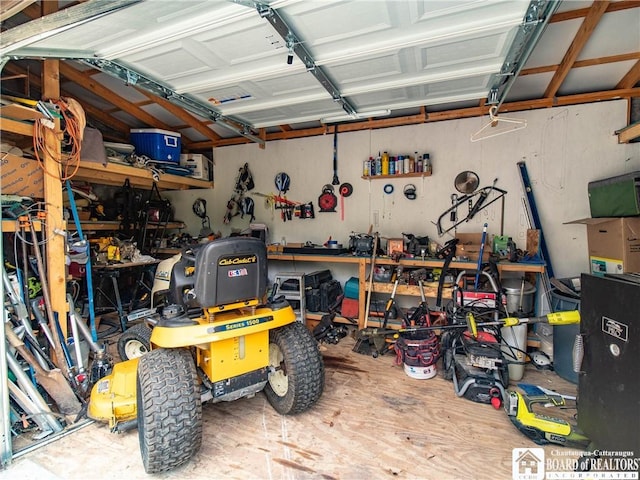 6295 Stockton Hartfield Rd, Chautauqua, NY 14728 - garage featuring a workshop area