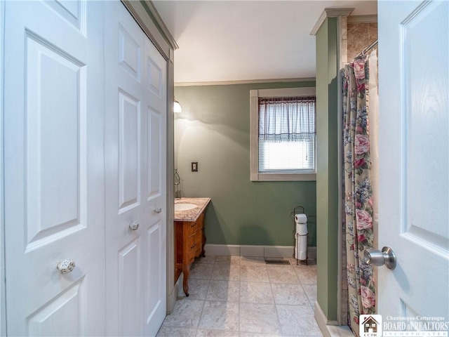 6295 Stockton Hartfield Rd, Chautauqua, NY 14728 - full bath featuring vanity and baseboards