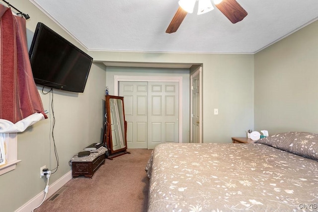213 Roxann Ave, Cicero, NY 13212 - bedroom with carpet, a closet, and a ceiling fan