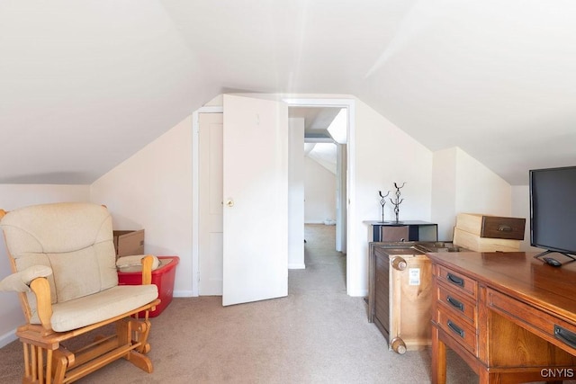 213 Roxann Ave, Cicero, NY 13212 - living area featuring vaulted ceiling, light colored carpet, and an office area