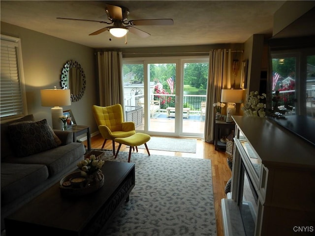 9715 Ethel Rd, Clay, NY 13029 - living area with light wood-style flooring and ceiling fan