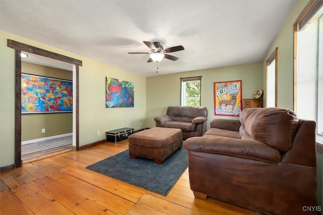 1307 Sawmill Rd, Sangerfield, NY 13480 - living room featuring ceiling fan and light wood finished floors