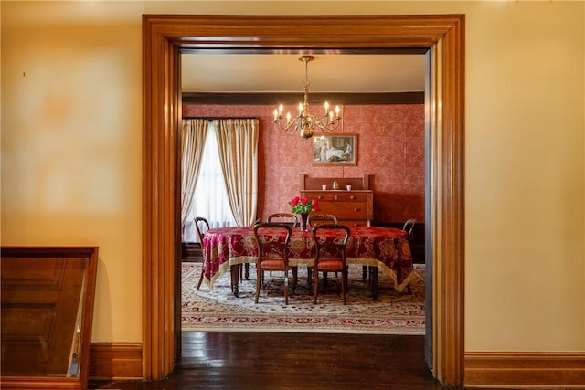 407 W Church St, Elmira City, NY 14901 - dining room featuring a chandelier and hardwood / wood-style floors