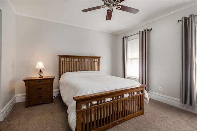 407 W Church St, Elmira City, NY 14901 - bedroom featuring carpet flooring, ornamental molding, and a ceiling fan