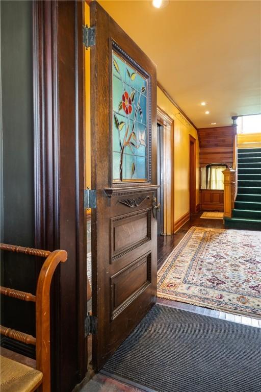407 W Church St, Elmira City, NY 14901 - hall featuring stairs and recessed lighting
