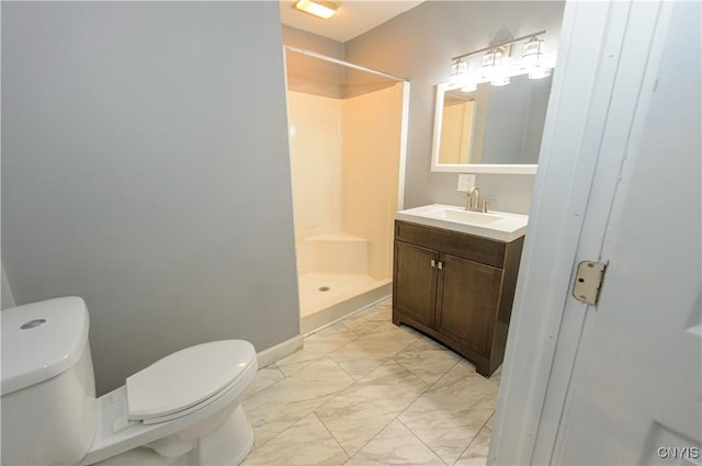118 Hanover Ave, Salina, NY 13088 - bathroom featuring marble finish flooring, vanity, and a shower