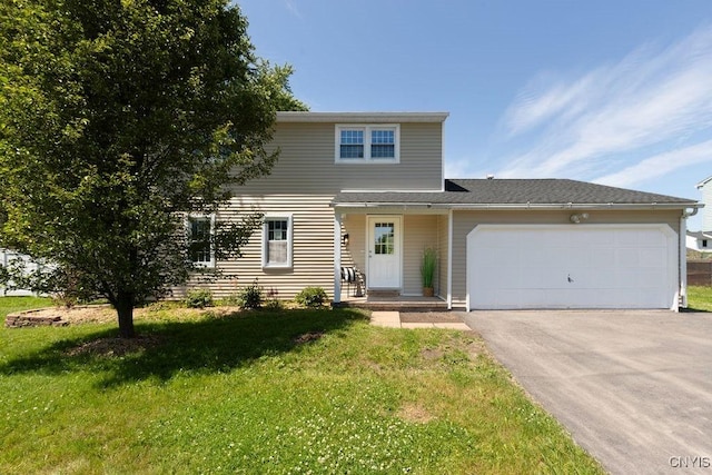7921 Davis Rd N, Clay, NY 13041 - view of front of property with a front yard, an attached garage, and asphalt driveway