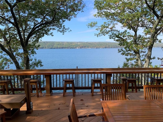 4555 Davies Rd, Hector, NY 14818 - dock featuring a deck with water view