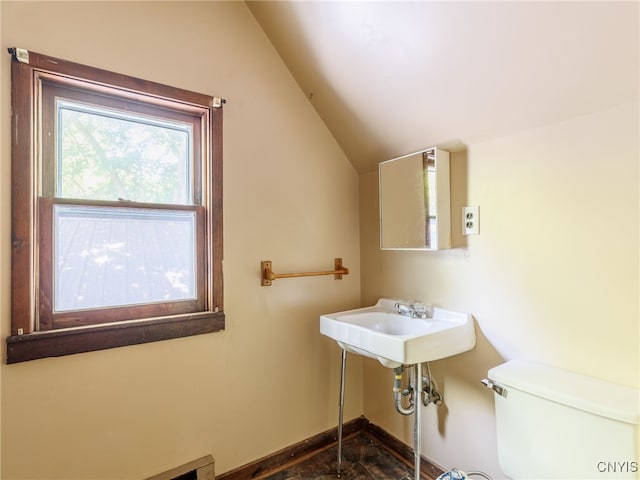 308 Howk St, Watertown City, NY 13601 - half bath featuring lofted ceiling and toilet